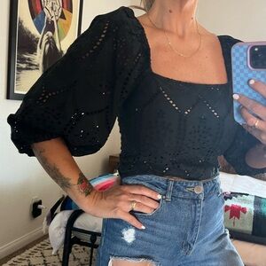 Urban Outfitters Black Puff Sleeve Blouse
